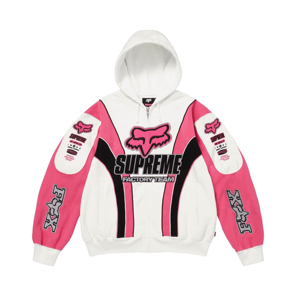 Supreme x Fox Racing Zip Up Hoodie White