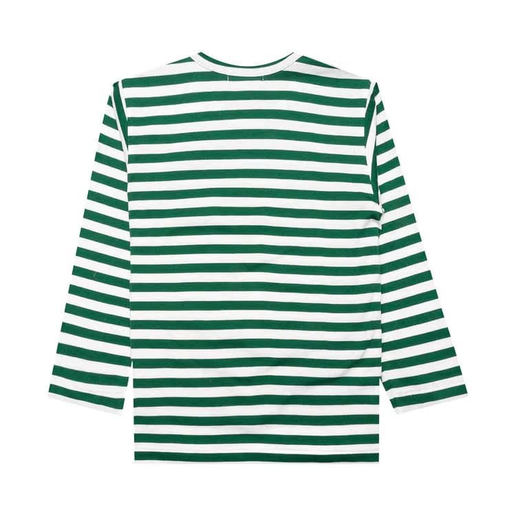 Comme des Garçons PLAY Kids Striped Heart Logo Long-Sleeve T-Shirt Green/White