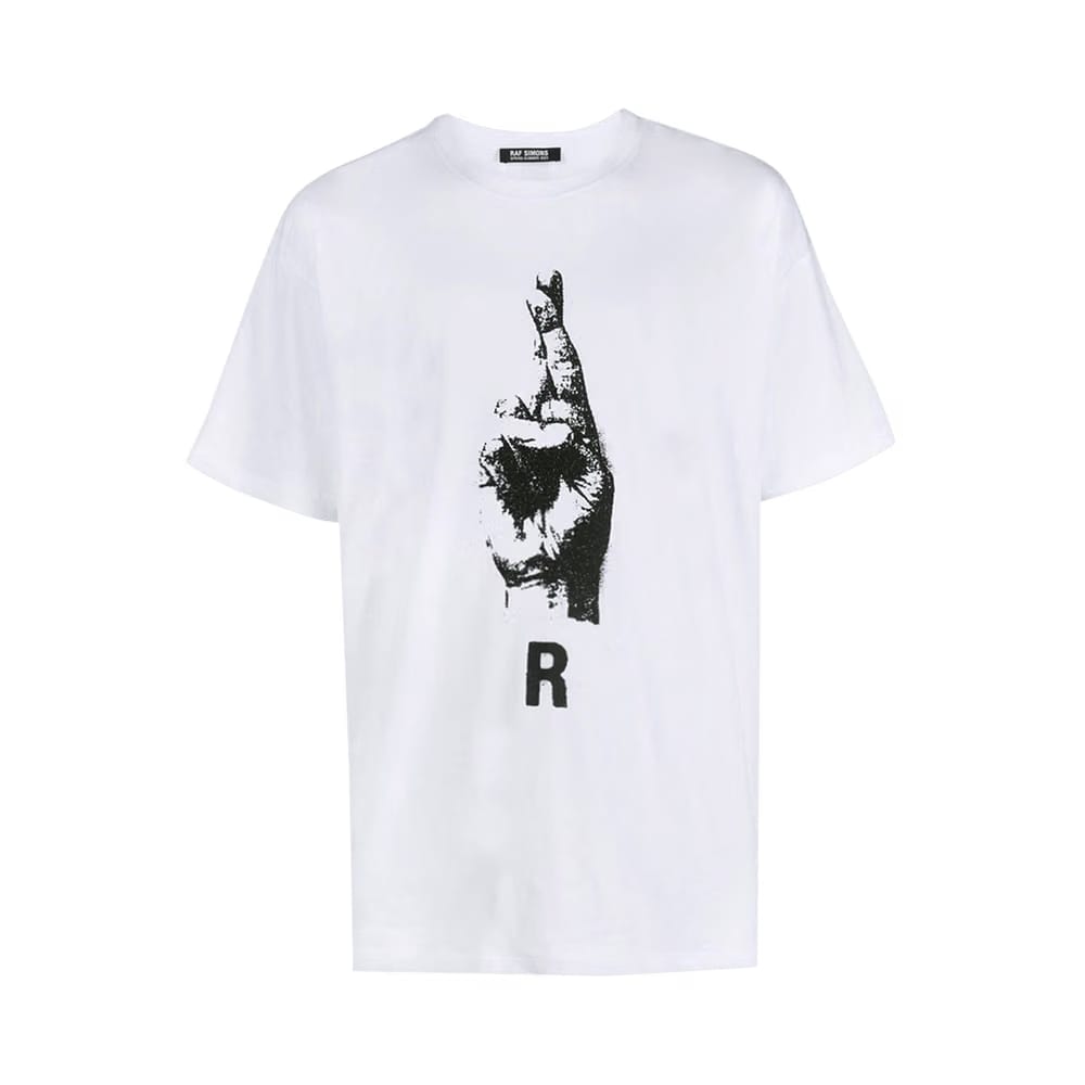 Raf Simons Oversized T-Shirt With Hand Sign Print White
