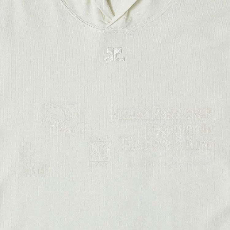 Courrèges Hooded Printed Long-Sleeve T-Shirt Heritage White