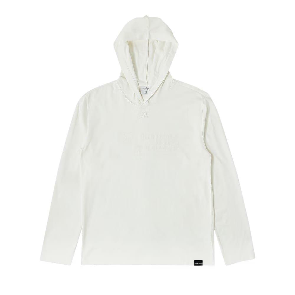 Courrèges Hooded Printed Long-Sleeve T-Shirt Heritage White