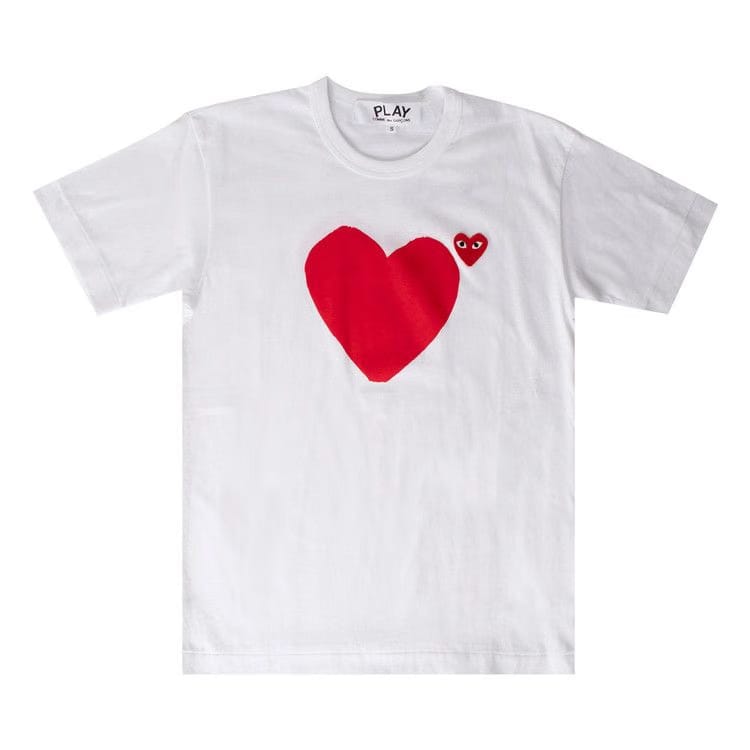 Comme des Garçons Play T-Shirt With 2 Small Red Hearts White