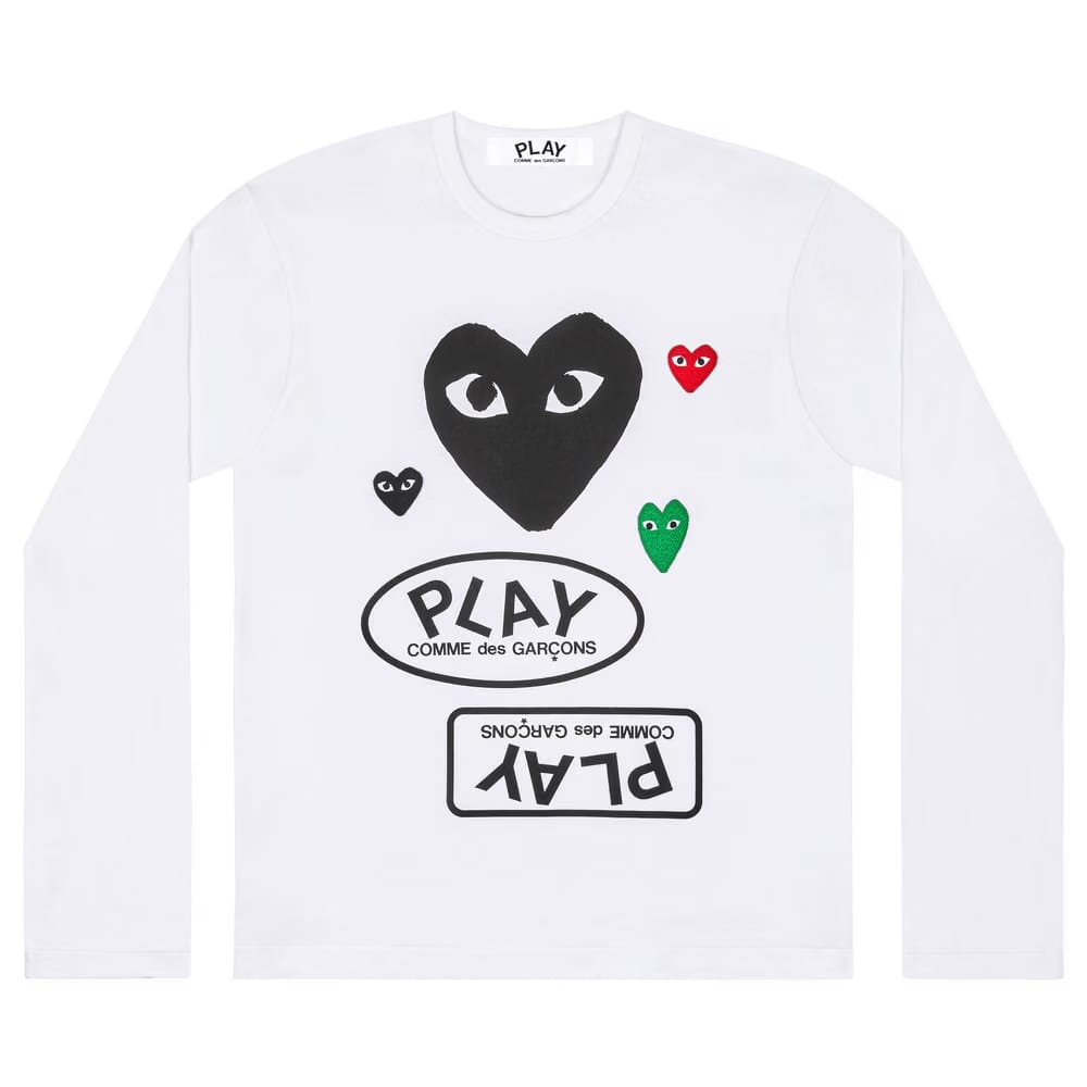 Comme des Garçons PLAY Multi Logo Long-Sleeve T-Shirt White