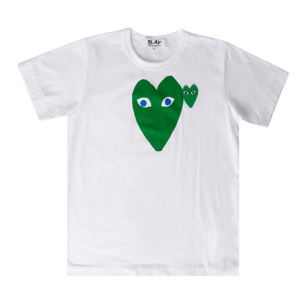 Comme des Garçons PLAY Heart Logo Shorts-Sleeve T-Shirt White/Green