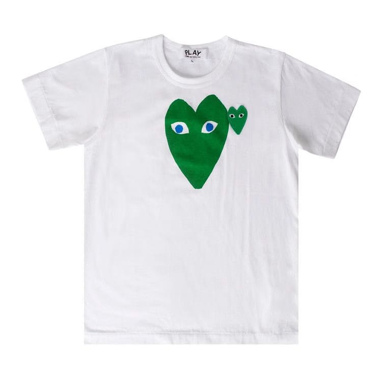 Comme des Garçons PLAY Heart Logo Shorts-Sleeve T-Shirt White/Green