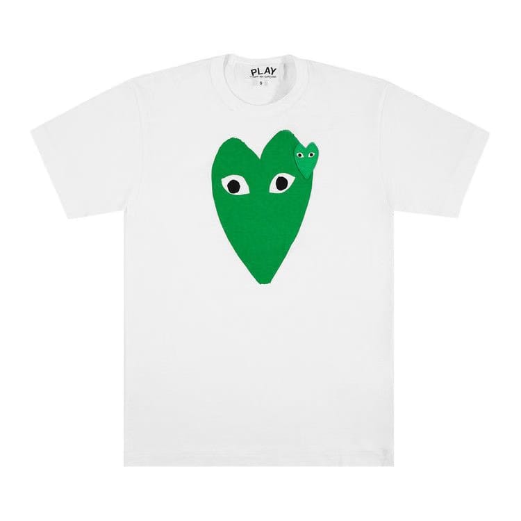 Comme des Gar�ons Shorts-Sleeve Play T-Shirt With Large Green Heart White/Green