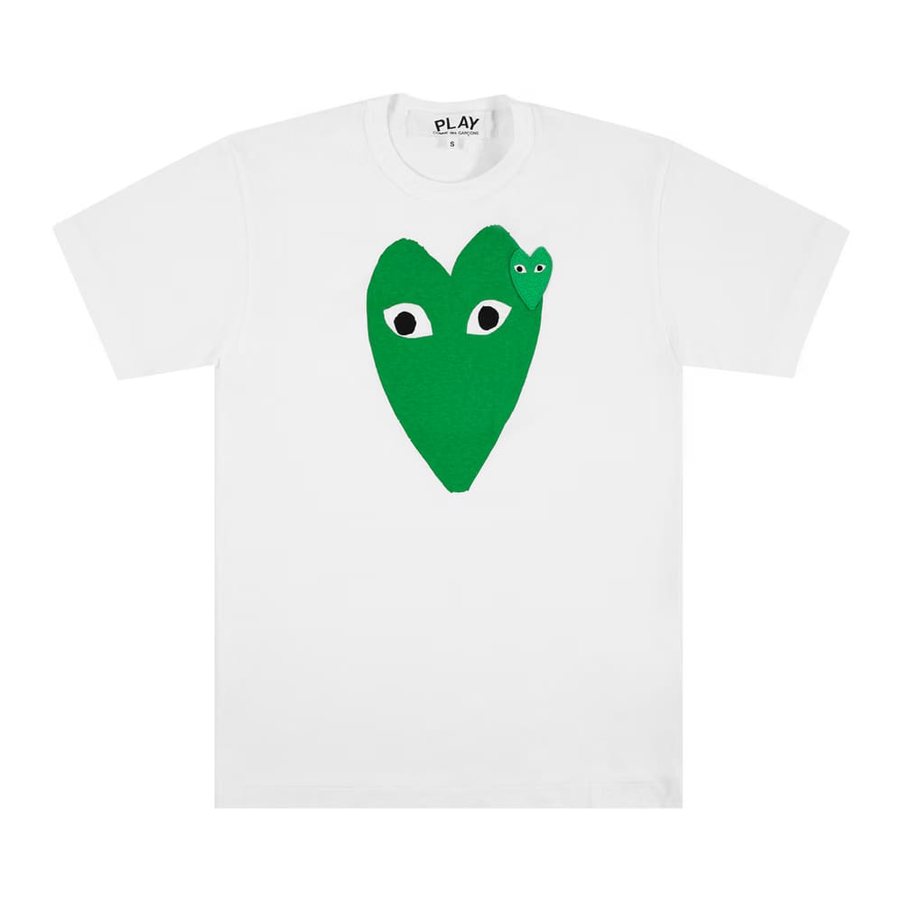 Comme des Gar�ons Shorts-Sleeve Play T-Shirt With Large Green Heart White/Green