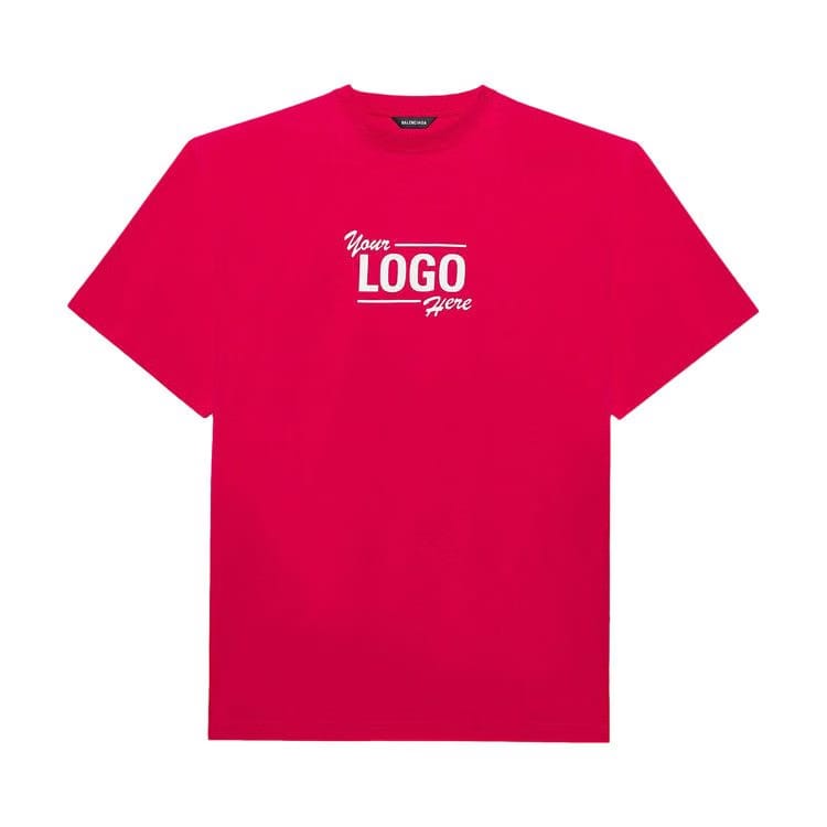 Balenciaga Logo Here Flatground T-Shirt Raspberry/White