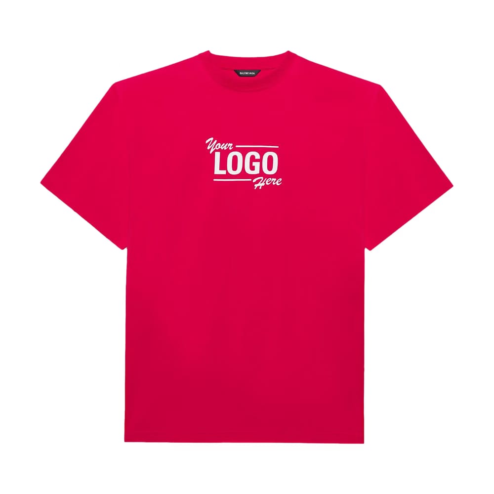 Balenciaga Logo Here Flatground T-Shirt Raspberry/White