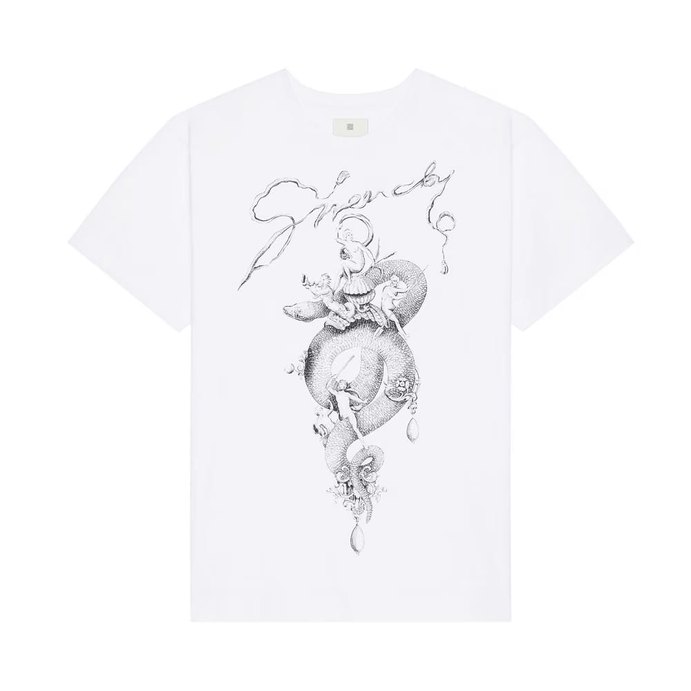 Givenchy Snake Printed Crewneck T-Shirt White