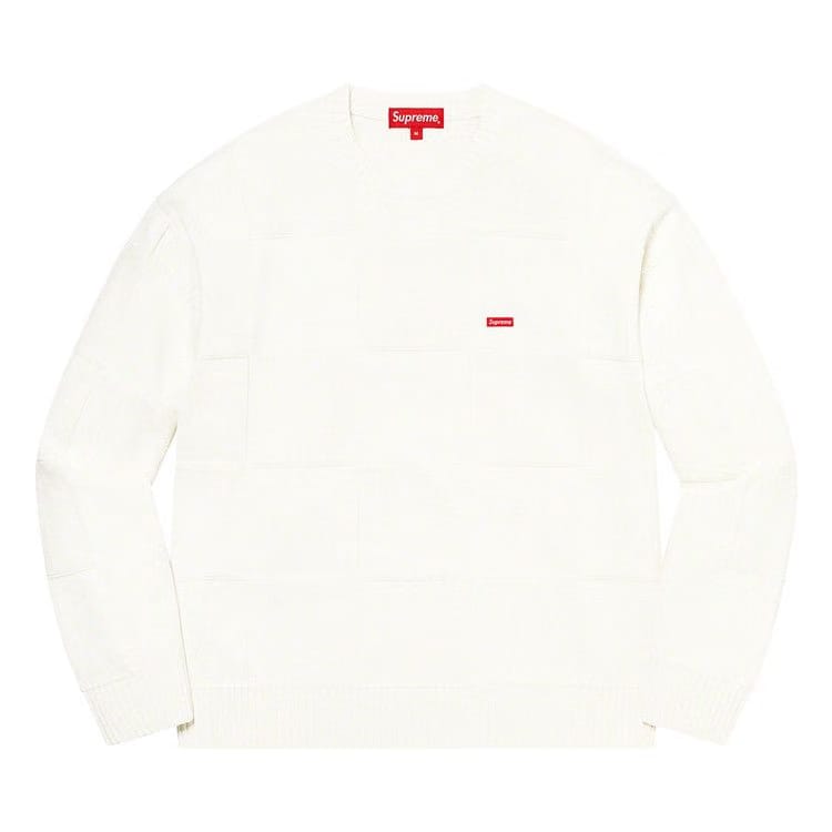 Supreme Tonal Checkerboard Small Box Sweater White
