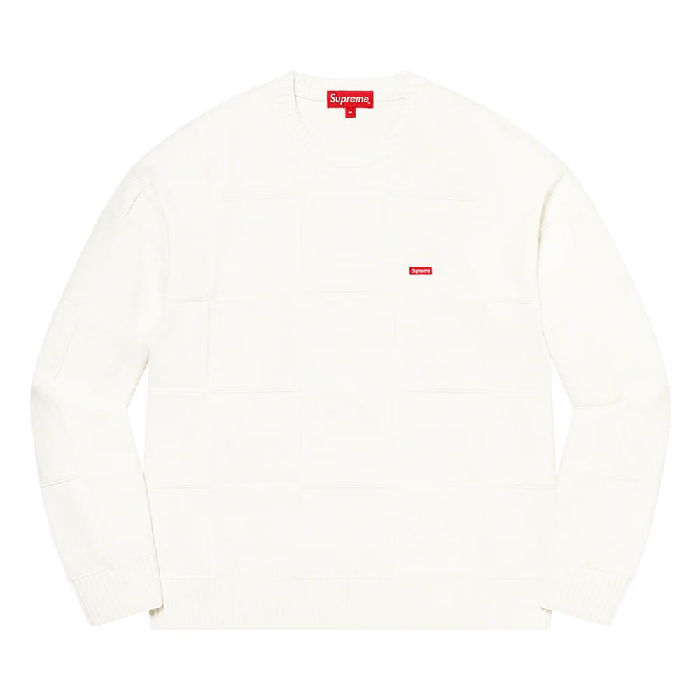 Supreme Tonal Checkerboard Small Box Sweater White