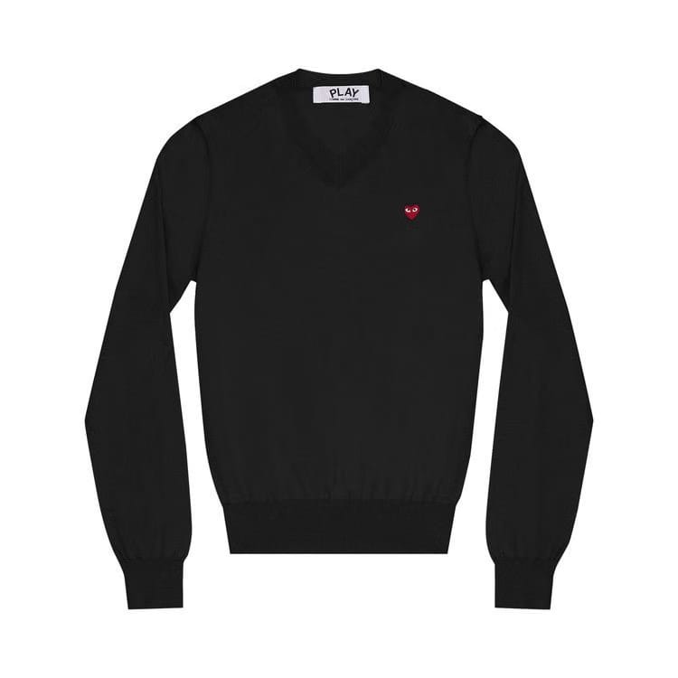 Comme des Garçons PLAY Red Heart Patch V-Neck Sweater Black