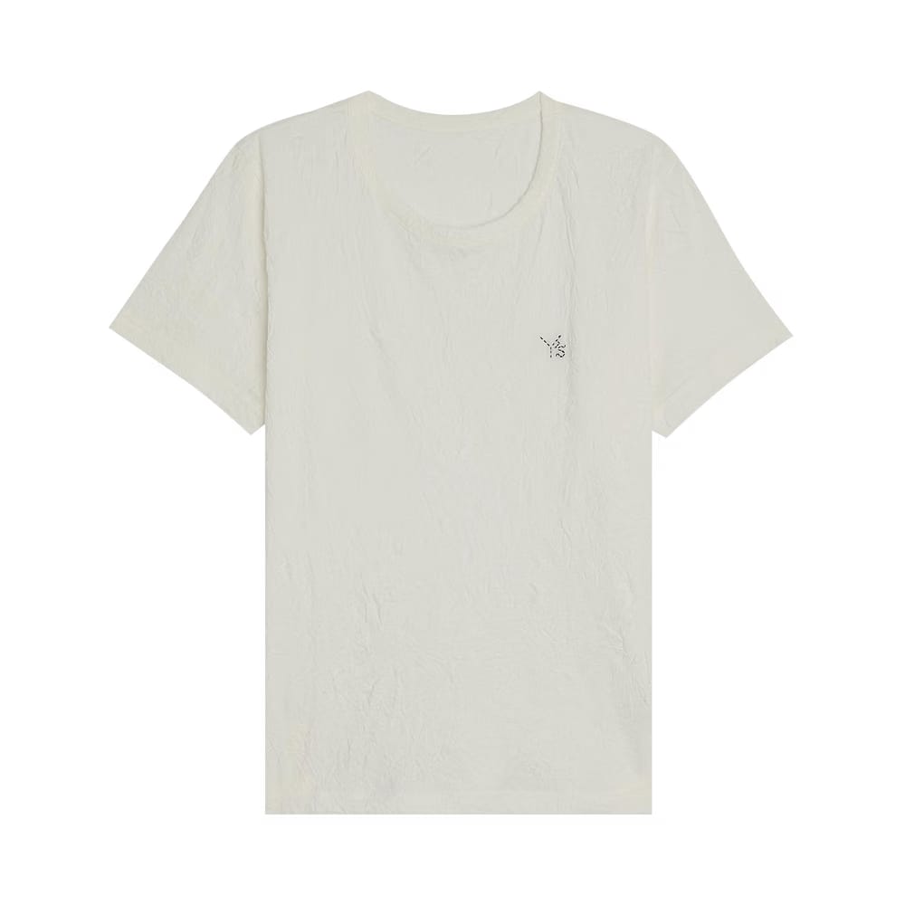 Y's Logo Embroidery Patch Border Stripe T-Shirt White