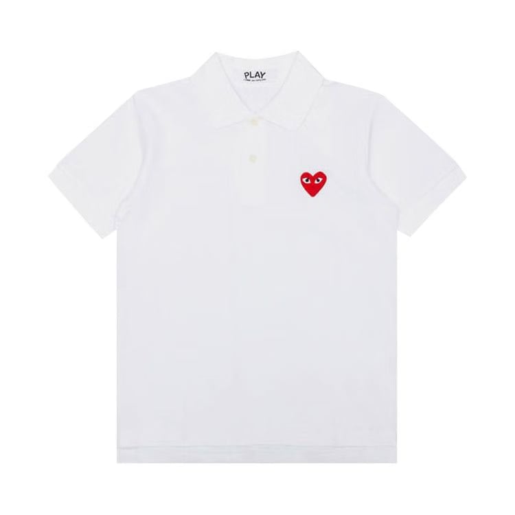 Comme des Garçons PLAY Red Heart Polo Shirt White