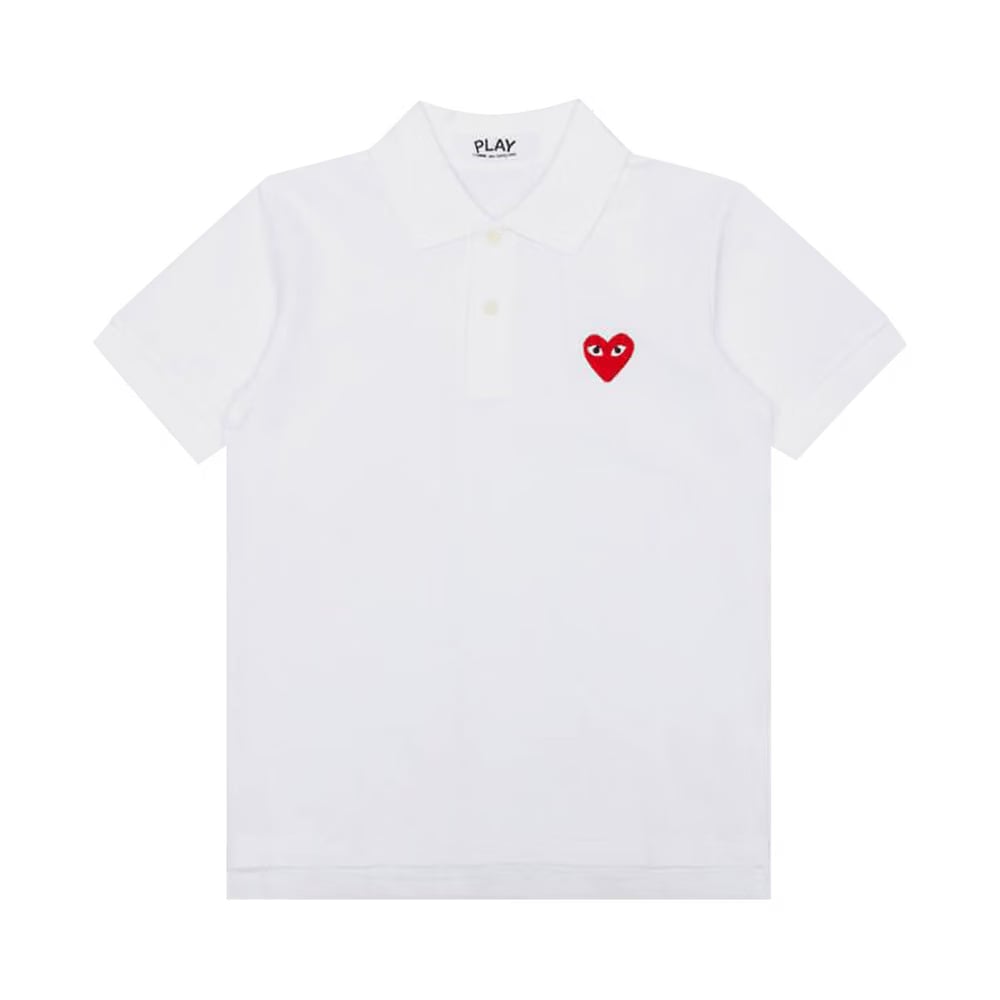 Comme des Garçons PLAY Red Heart Polo Shirt White