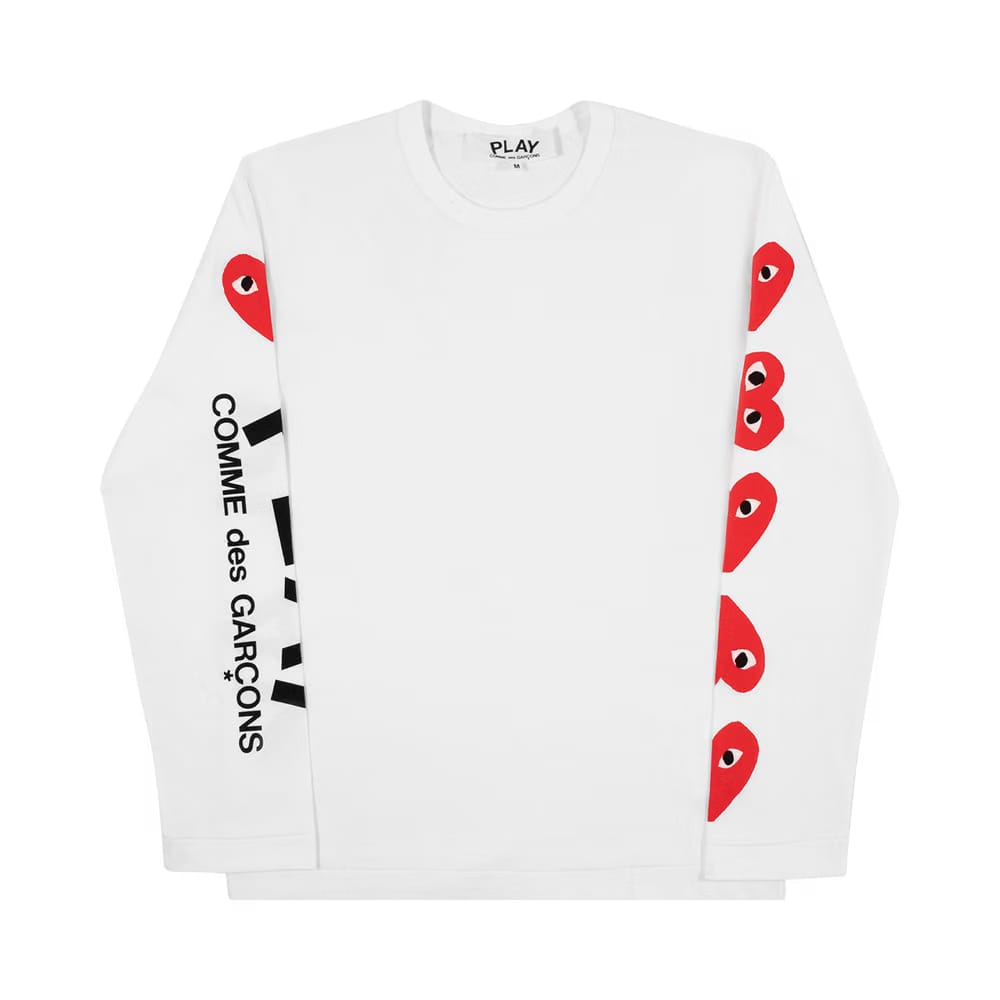 Comme des Garçons PLAY Five Heart Logo Long-Sleeve T-Shirt White