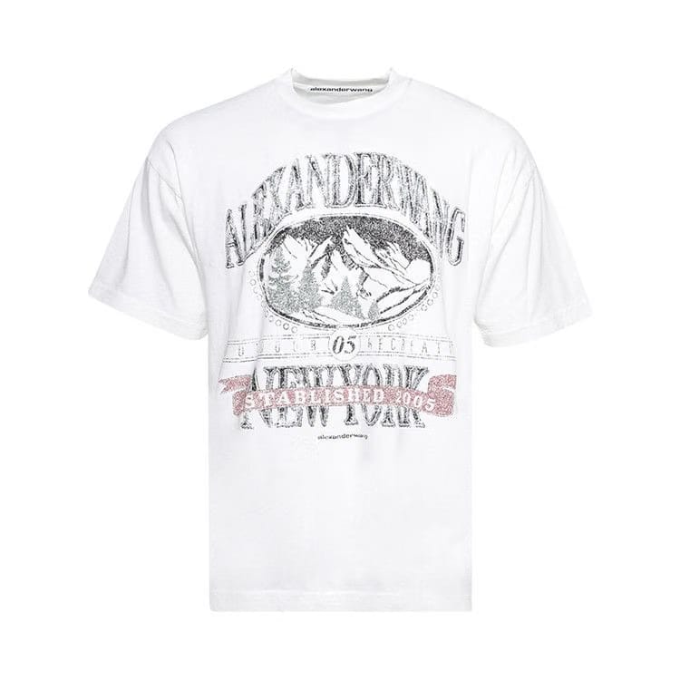Alexander Wang Shorts-Sleeve T-Shirt W/ Graphic Vintage White
