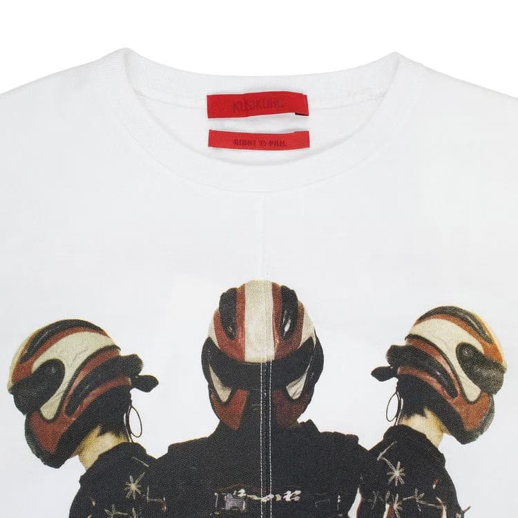 KUSIKOHC Moto Print T-Shirt White
