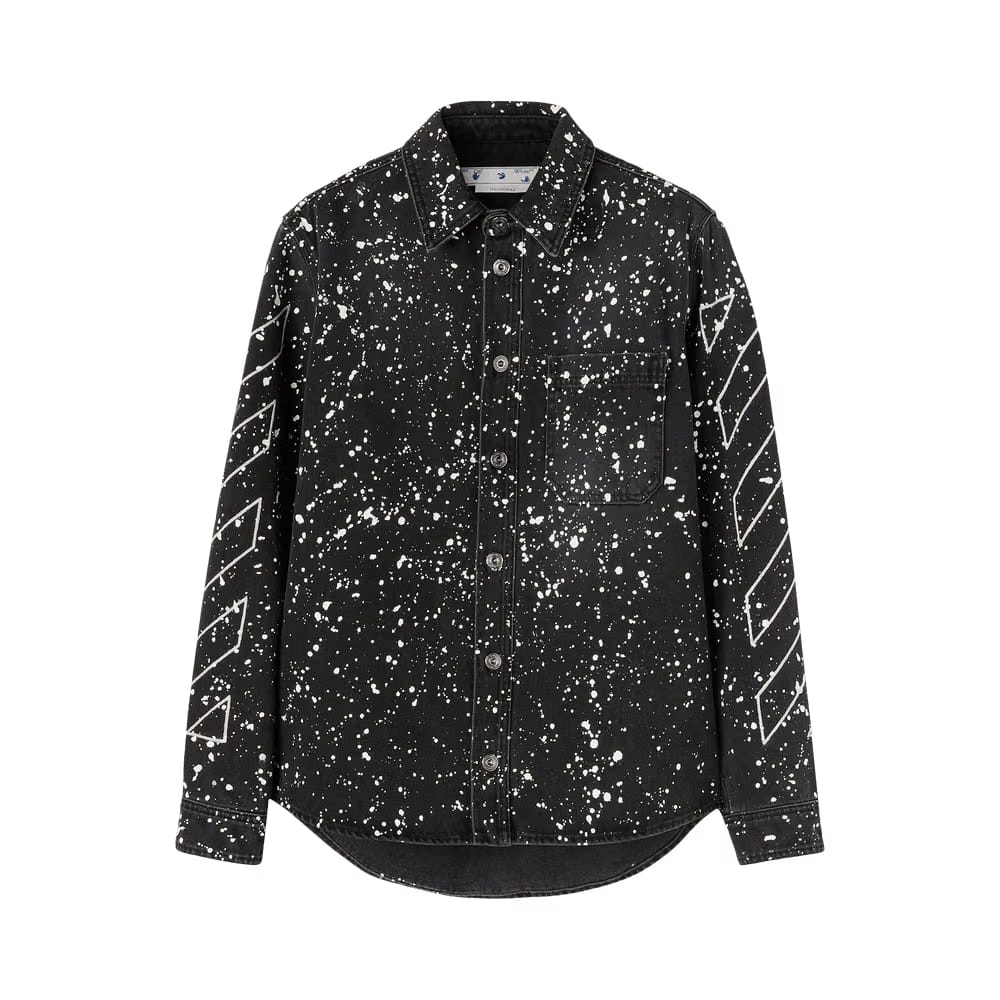 Off-White Diag Paint Denim Shirt Black/White