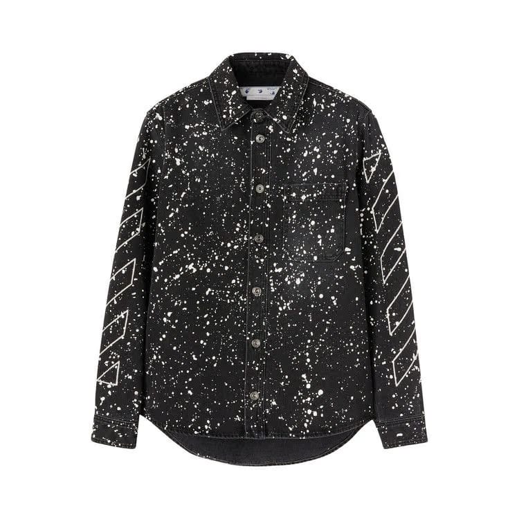 Off-White Diag Paint Denim Shirt Black/White