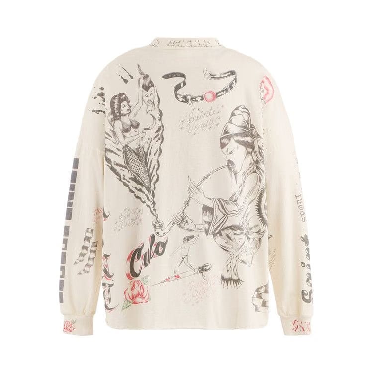 SAINT Mxxxxxx Drawing Long-Sleeve T-Shirt White