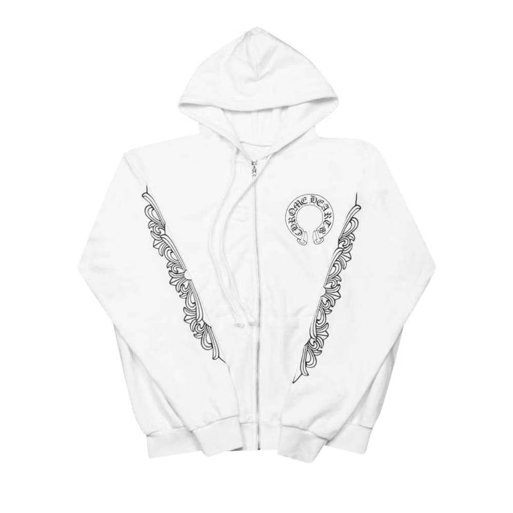 Chrome Hearts Floral Cross Zip Hoodie White