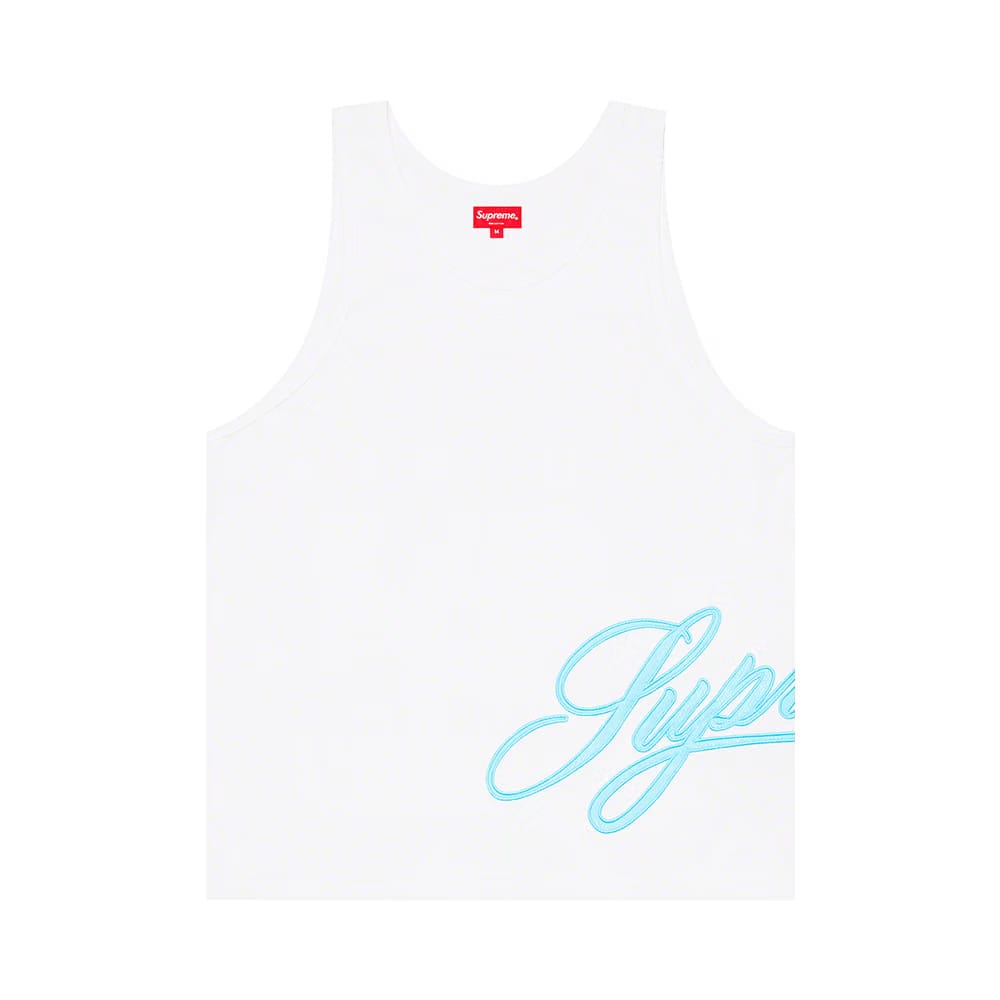 Supreme Mesh Script Tank Top White