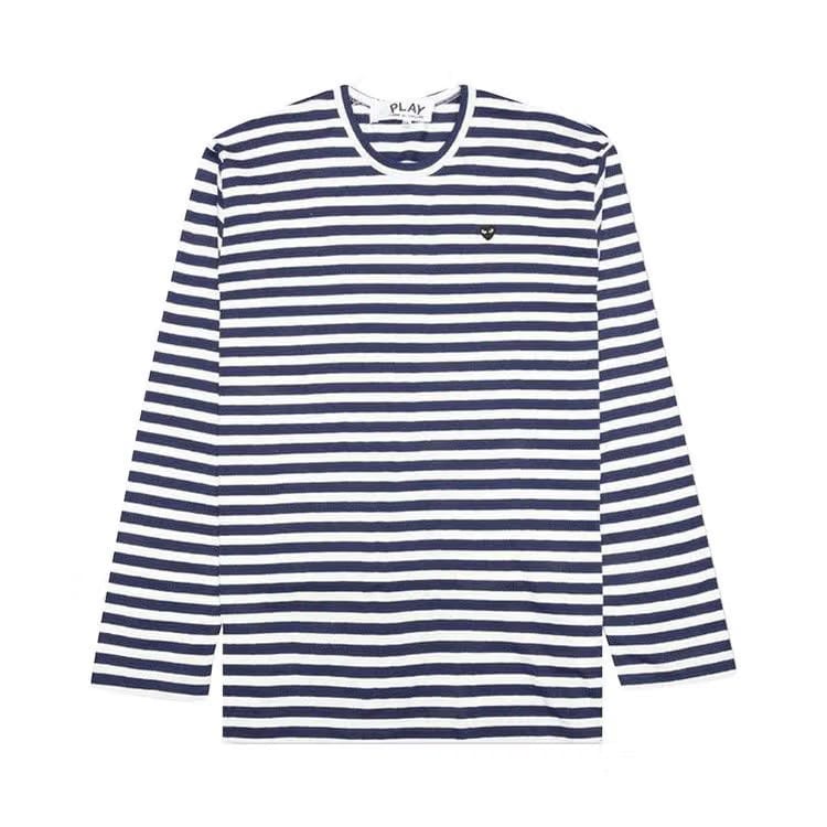 Comme des Garçons PLAY Little Heart Striped Long-Sleeve T-Shirt Navy/White