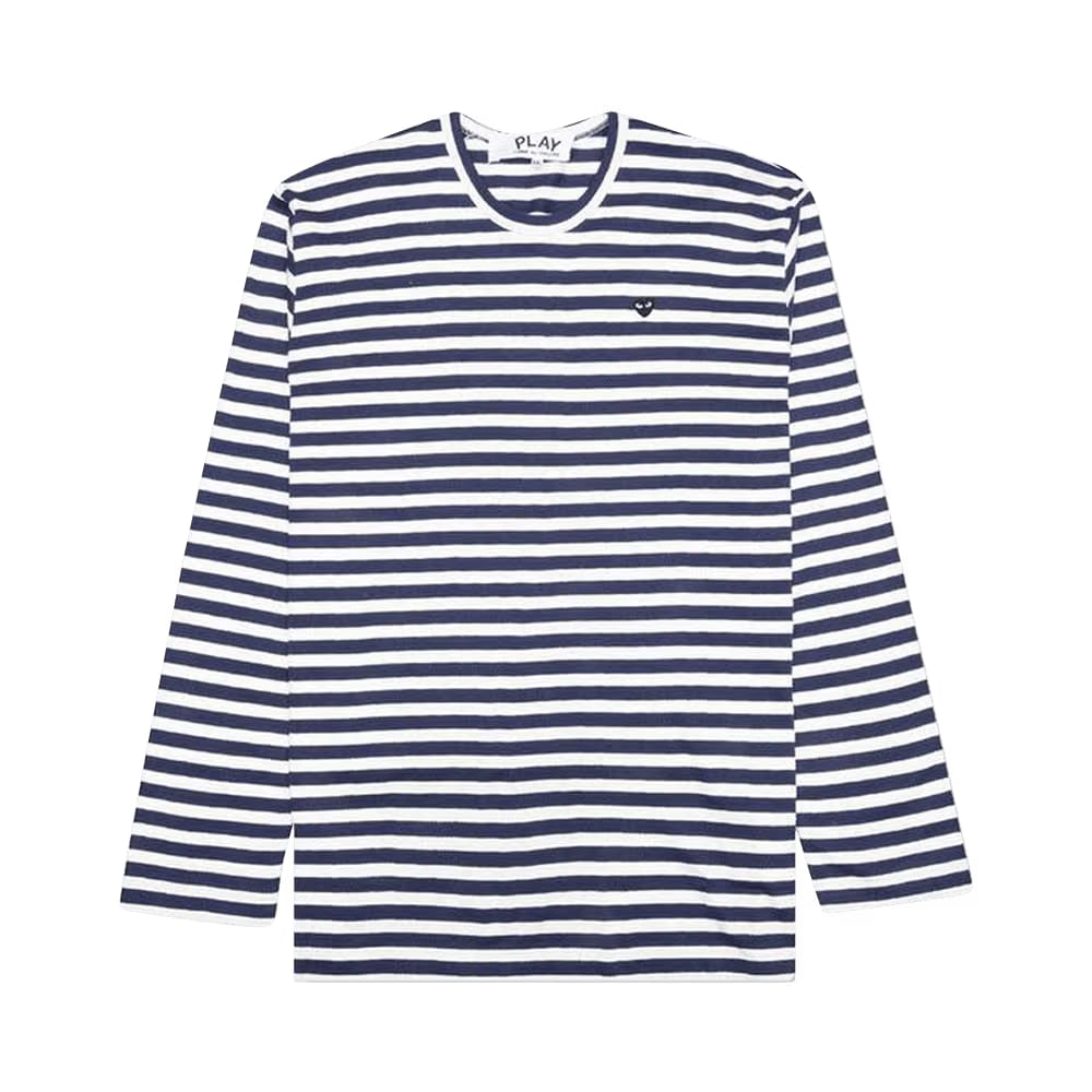 Comme des Garçons PLAY Little Heart Striped Long-Sleeve T-Shirt Navy/White