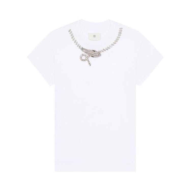 Givenchy Crystals Snake Slim Fit T-Shirt White