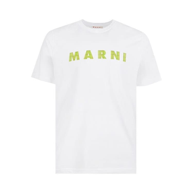 Marni Checks Logo On Jersey T-Shirt Lily White