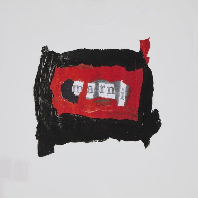 Marni Painted Collage Logo Jersey T-Shirt Lily White