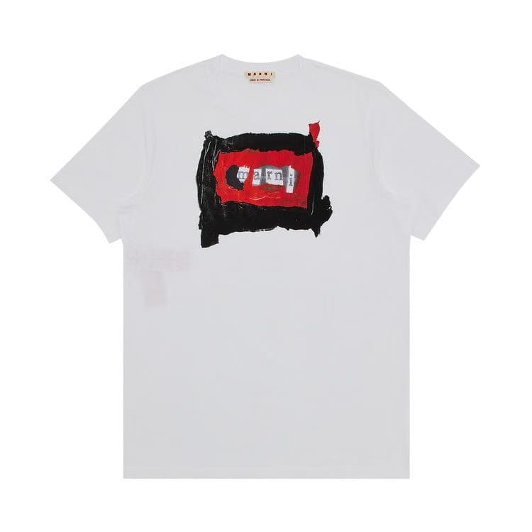 Marni Painted Collage Logo Jersey T-Shirt Lily White