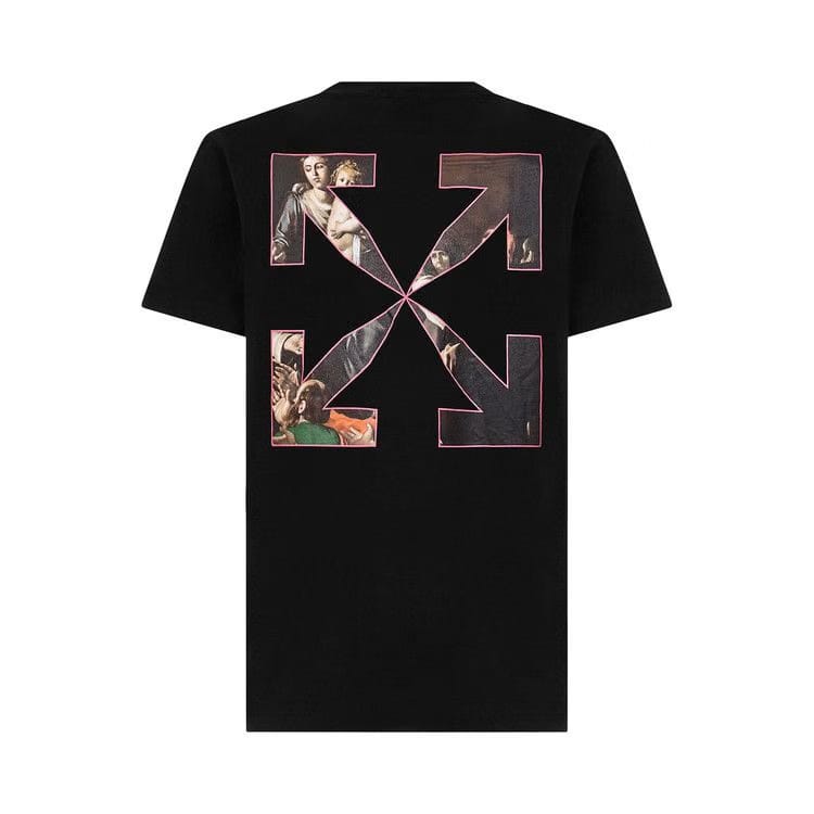 Off-White Sprayed Caravaggio Shorts-Sleeve Slim T-Shirt Black