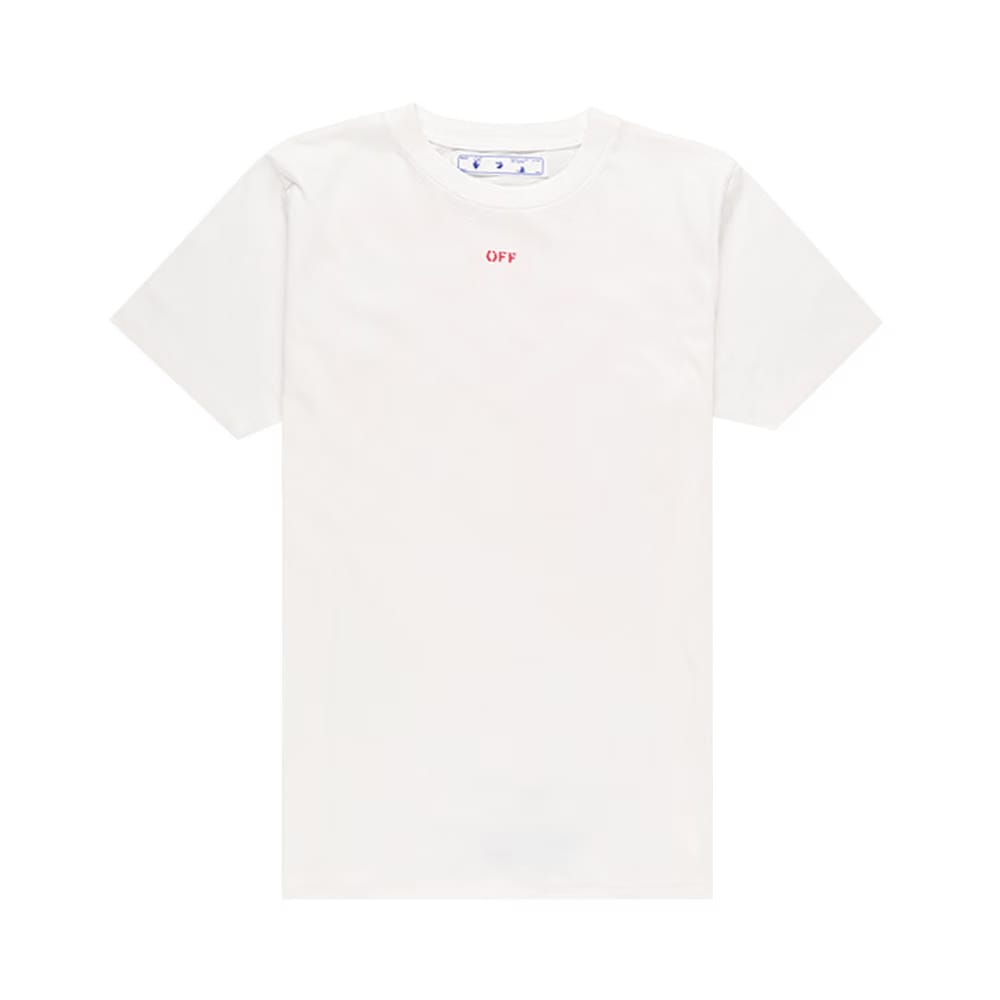 Off-White Stencil Shorts-Sleeve Slim T-Shirt White/Red