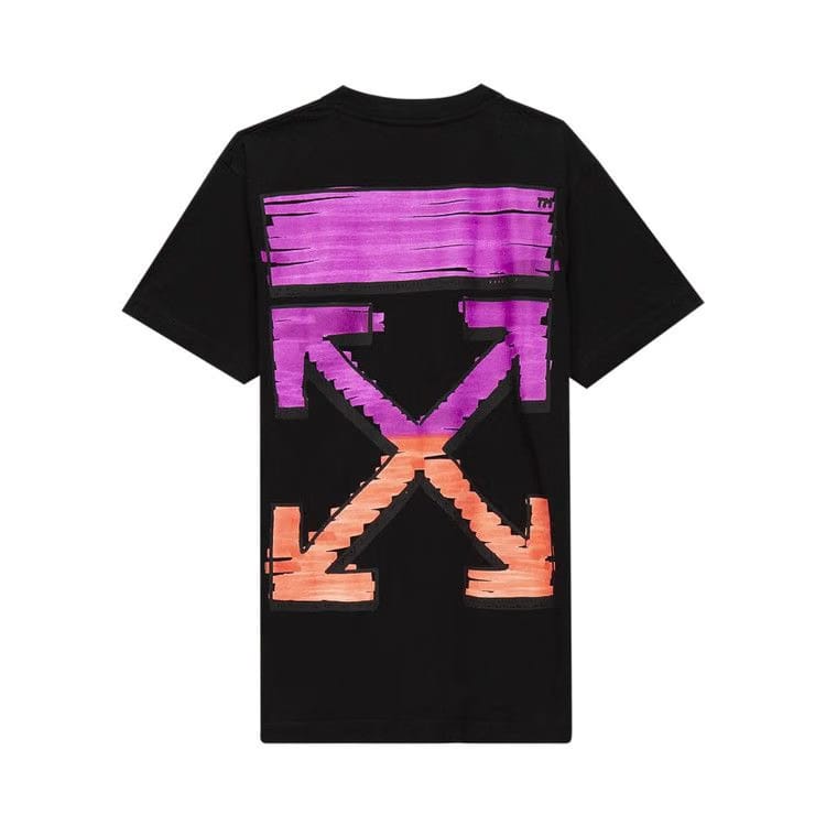 Off-White Marker Shorts-Sleeve Slim T-Shirt Black/Fuchsia