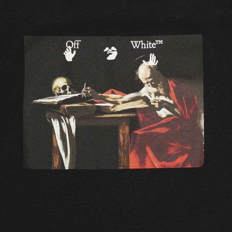 Off-White Caravag Paint Over Shorts-Sleeve T-Shirt Black