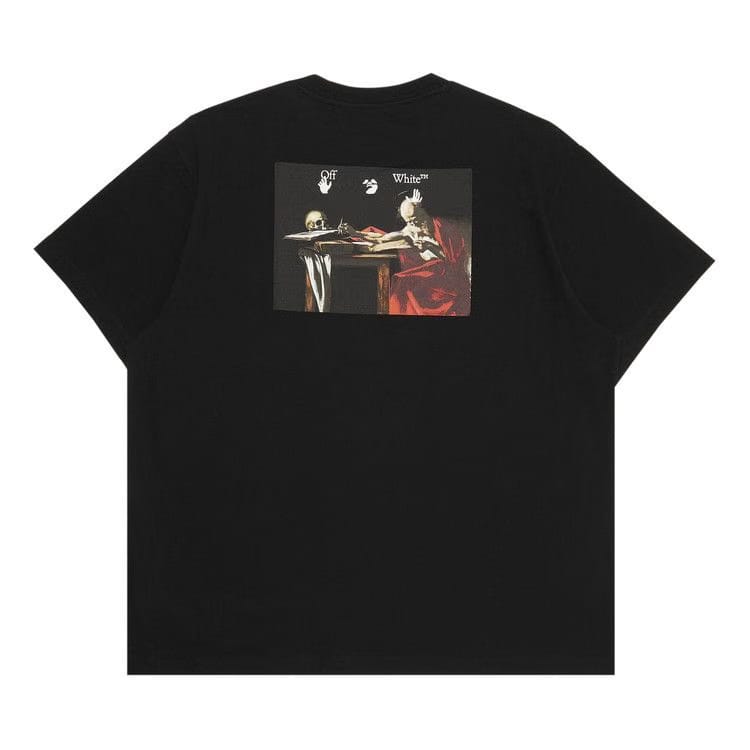 Off-White Caravag Paint Over Shorts-Sleeve T-Shirt Black