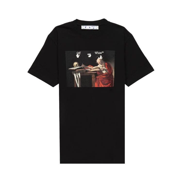 Off-White Caravaggio Shorts-Sleeve Slim T-Shirt Black/Red