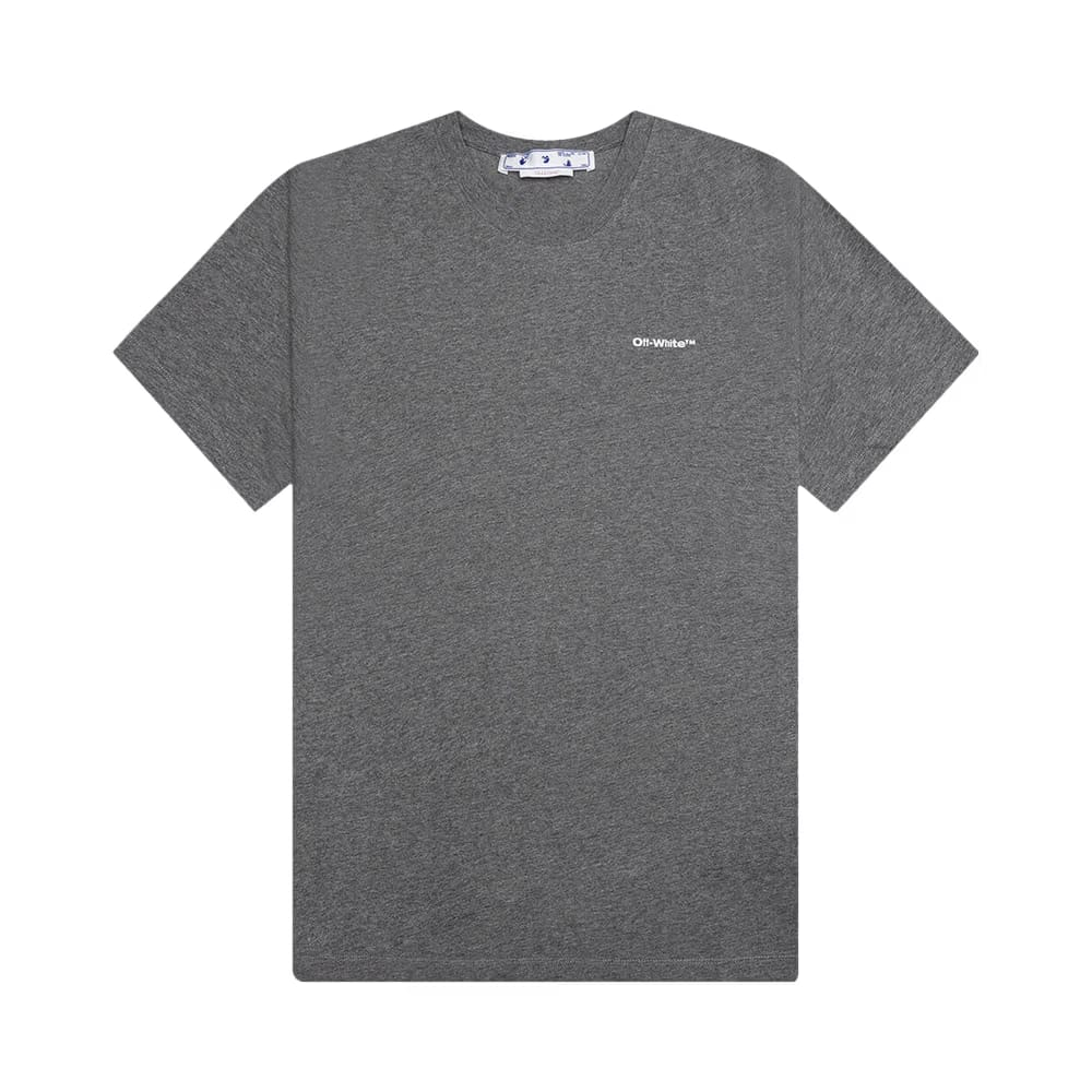 Off-White Wave Outline Diag Slim Shorts-Sleeve T-Shirt Melange Grey