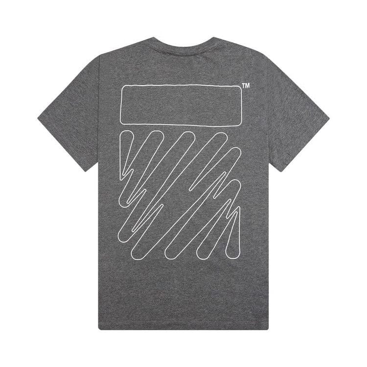 Off-White Wave Outline Diag Slim Shorts-Sleeve T-Shirt Melange Grey