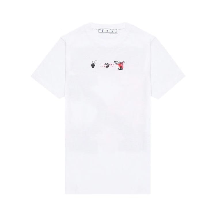 Off-White Acrylic Arrow Shorts-Sleeve Slim T-Shirt White/Fuchsia