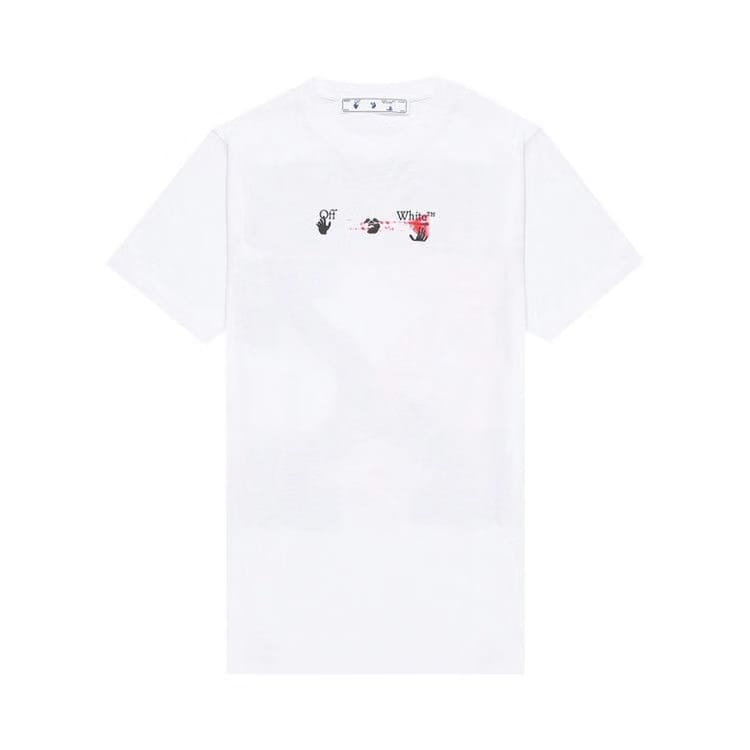Off-White Acrylic Arrow Shorts-Sleeve Slim T-Shirt White/Fuchsia