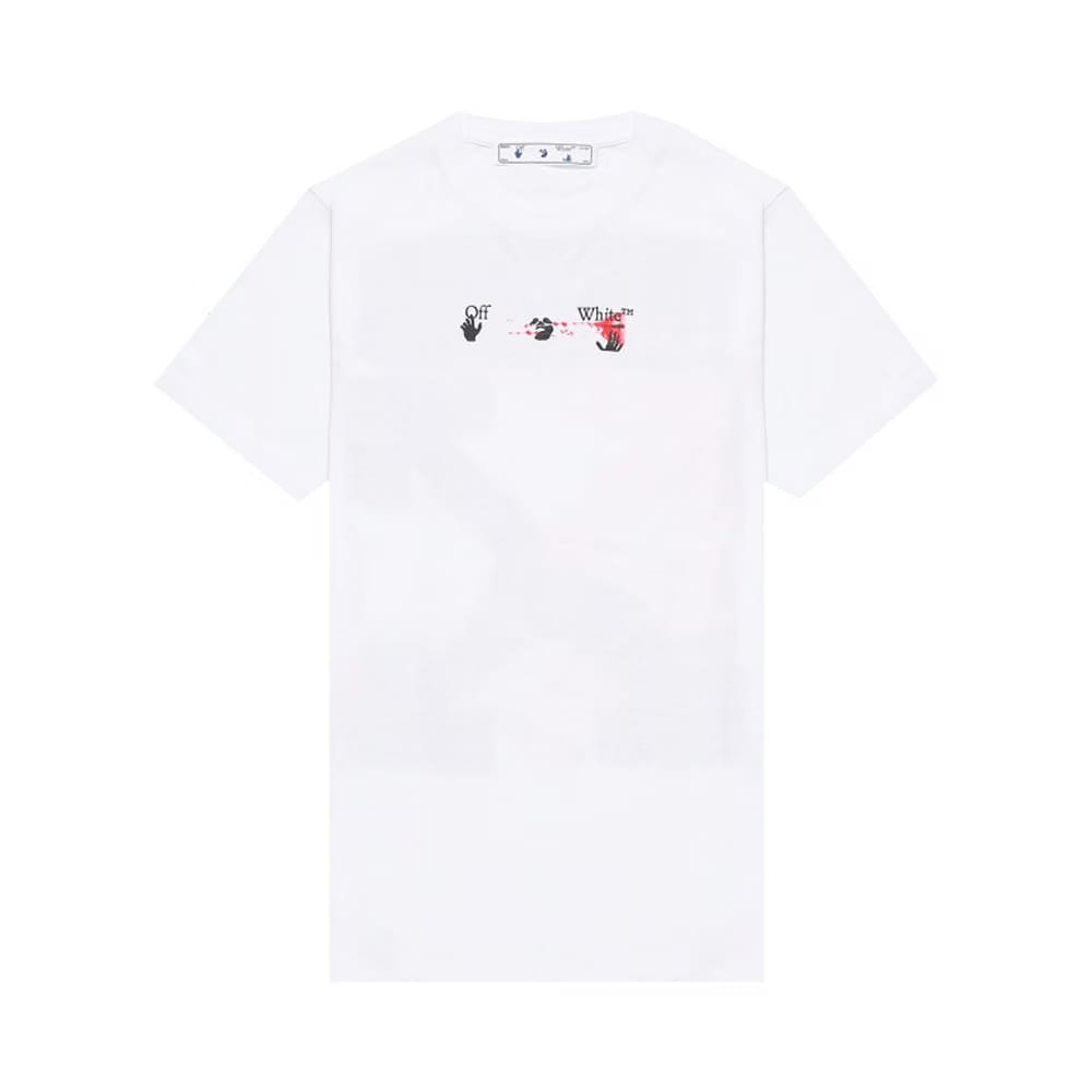 Off-White Acrylic Arrow Shorts-Sleeve Slim T-Shirt White/Fuchsia