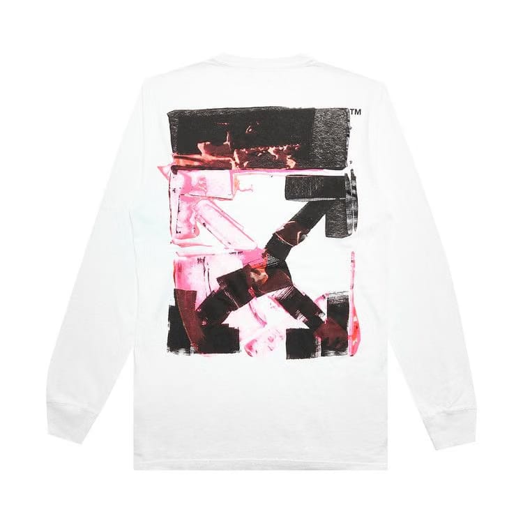 Off-White Acrylic Arrow Long-Sleeve T-Shirt White/Fuchsia