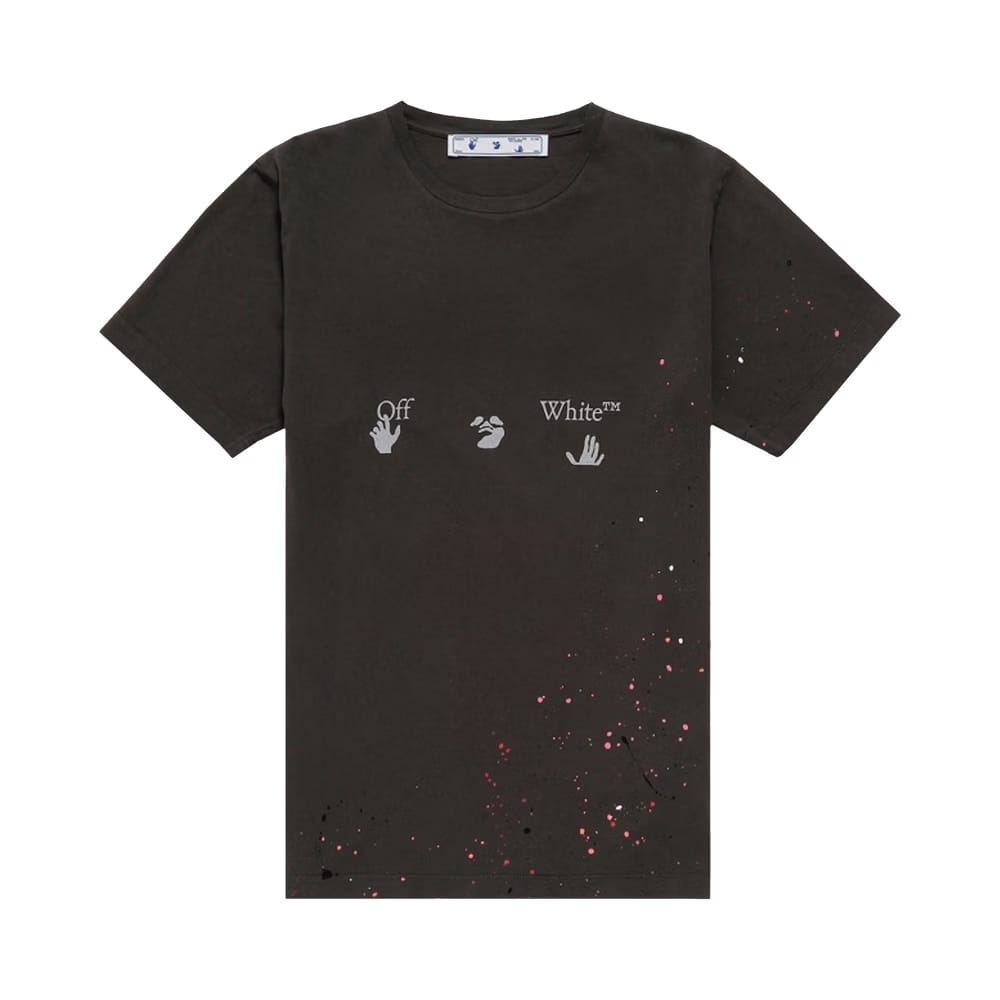 Off-White Vintage Paint Splatter Shorts-Sleeve T-Shirt Magnet White