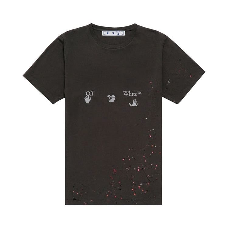 Off-White Vintage Paint Splatter Shorts-Sleeve T-Shirt Magnet White
