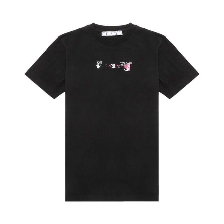 Off-White Acrylic Arrow Shorts-Sleeve Slim T-Shirt Black/Fuchsia