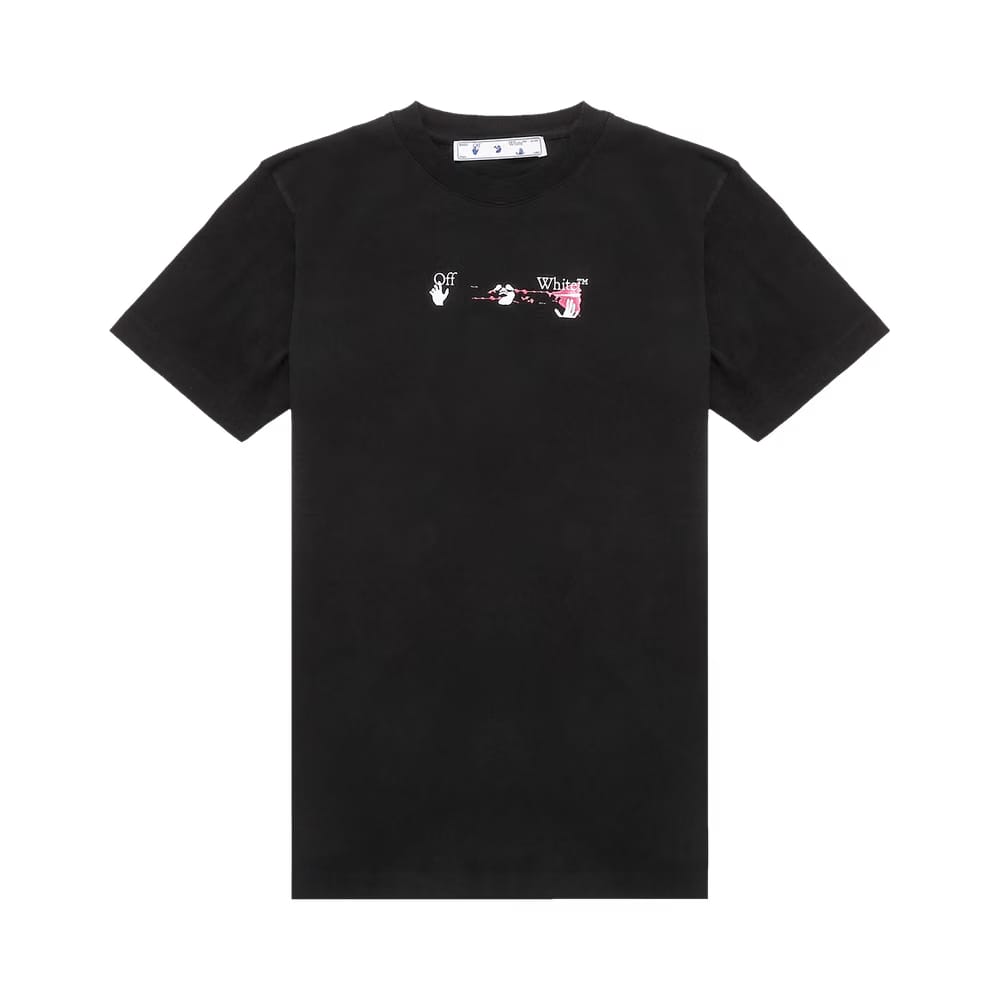 Off-White Acrylic Arrow Shorts-Sleeve Slim T-Shirt Black/Fuchsia